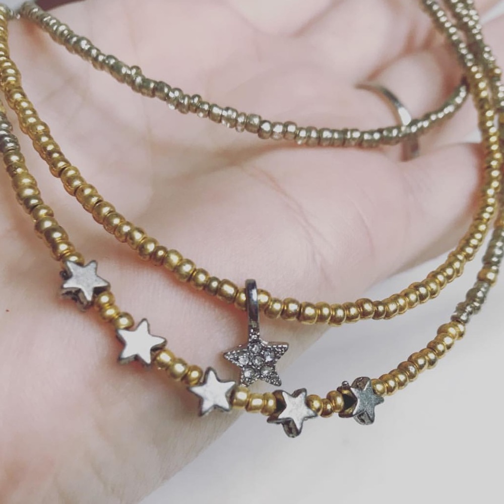 Silver & Gold Beaded Necklace - Picture 3 of 4